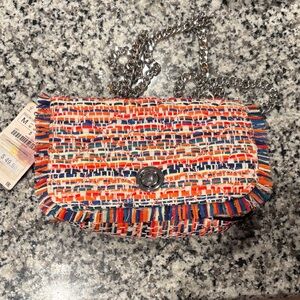 Zara Multicolor Tweed Crossbody Bag with Chain